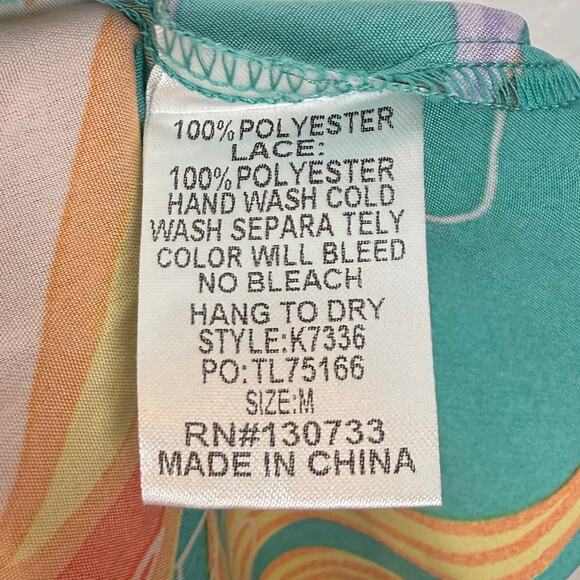 Umgee Tropical Leaf Print Cropped Wide Leg Culotte Pants Size Medium - Picture 5 of 5